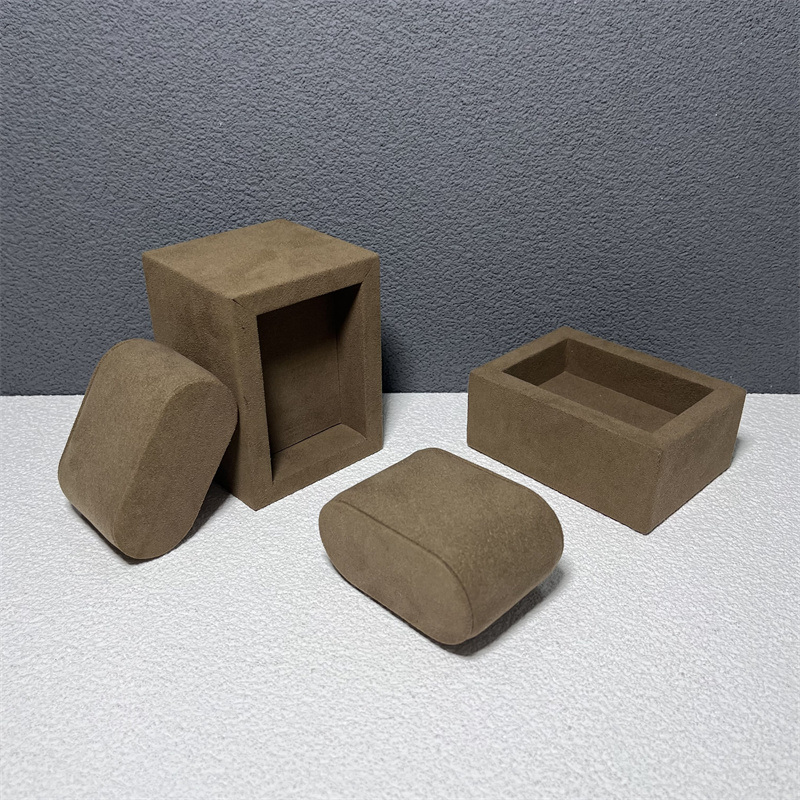 Watch Tray Stand Display Wooden Suede Wrapped