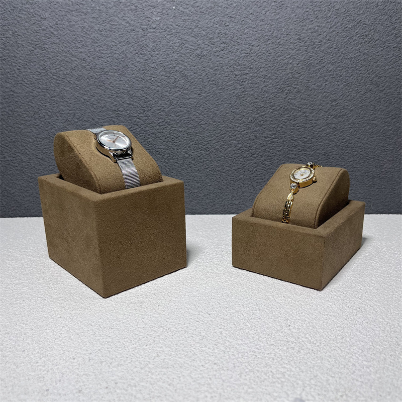 Watch Tray Stand Display Wooden Suede Wrapped