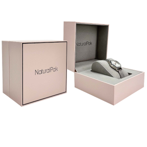 Pink Leatherette Wrapped Watch Packaging Box with Platform Pillow