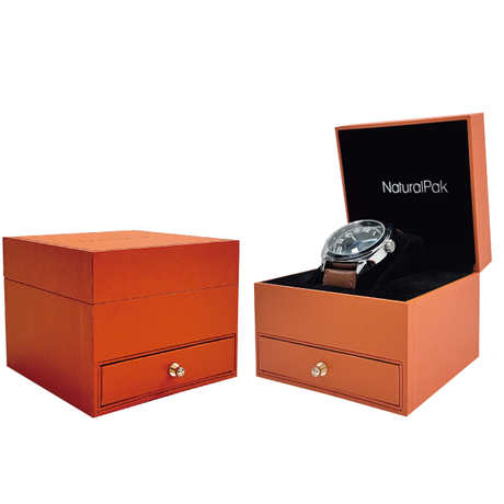 Costomized Two Layers Watches Box in Orange Fancy Paper