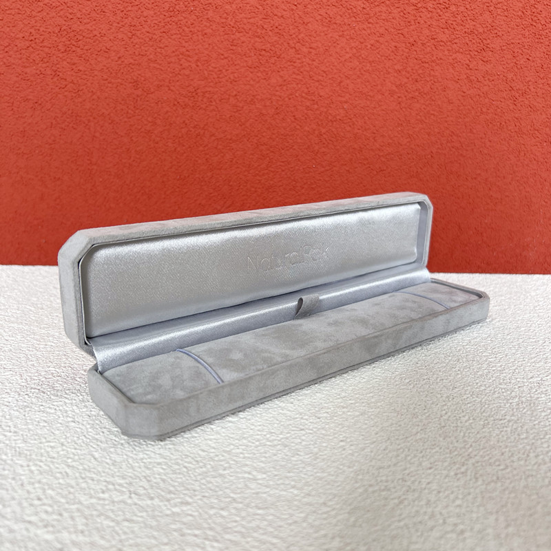 Grey Octagon Jewelry Box with Microfabric for Ring
