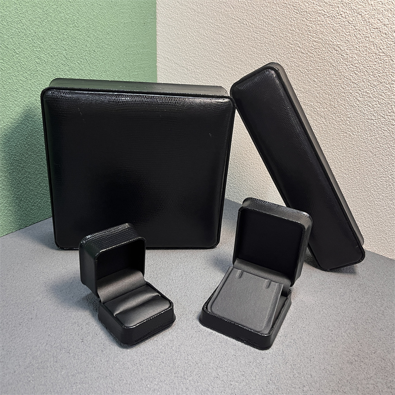 Luxury Black PU Packaging Box for Ring Earring Pendant Bangle Necklace Watch Set