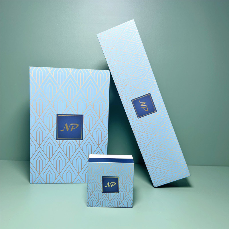 Custom Logo Printing Blue Paper Gift Jewelry Packaging Box Wholesale