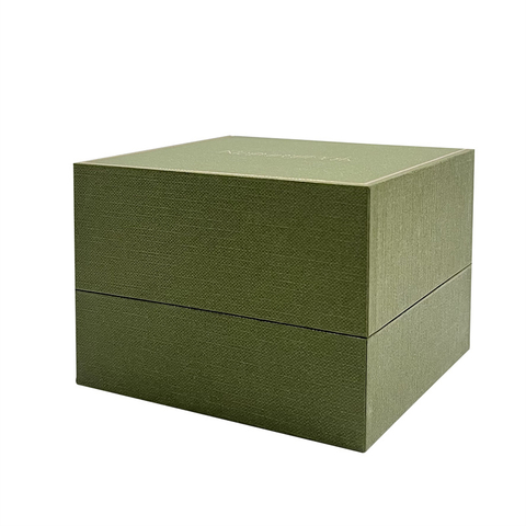 Olive Leatherette Wrapped Watch Packaging Box with Platform Pillow