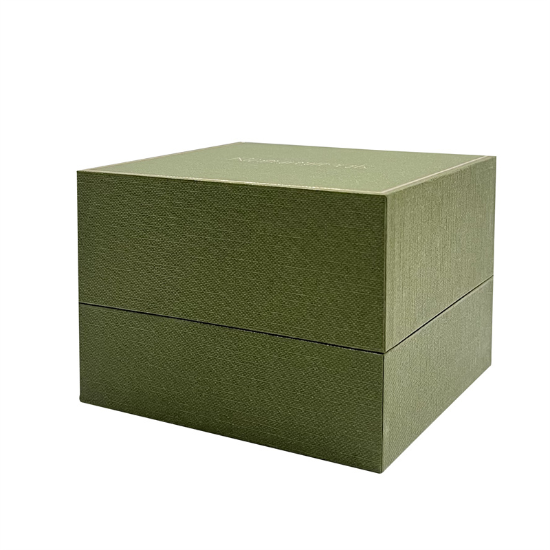Olive Leatherette Wrapped Watch Packaging Box with Platform Pillow