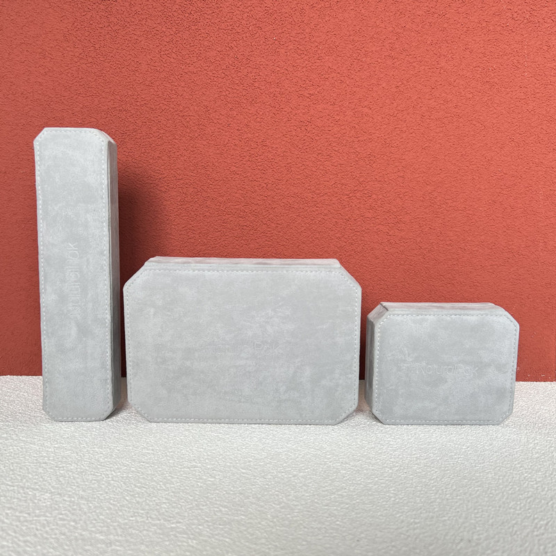 Grey Octagon Jewelry Box with Microfabric for Ring